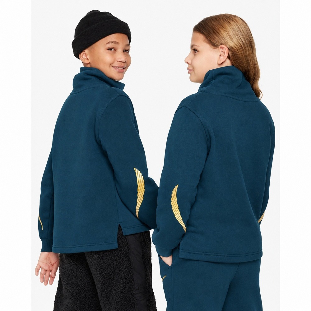 Big Girl Funnel Neck Sweatshirt by Nike Green Gold Size Large New With Tags